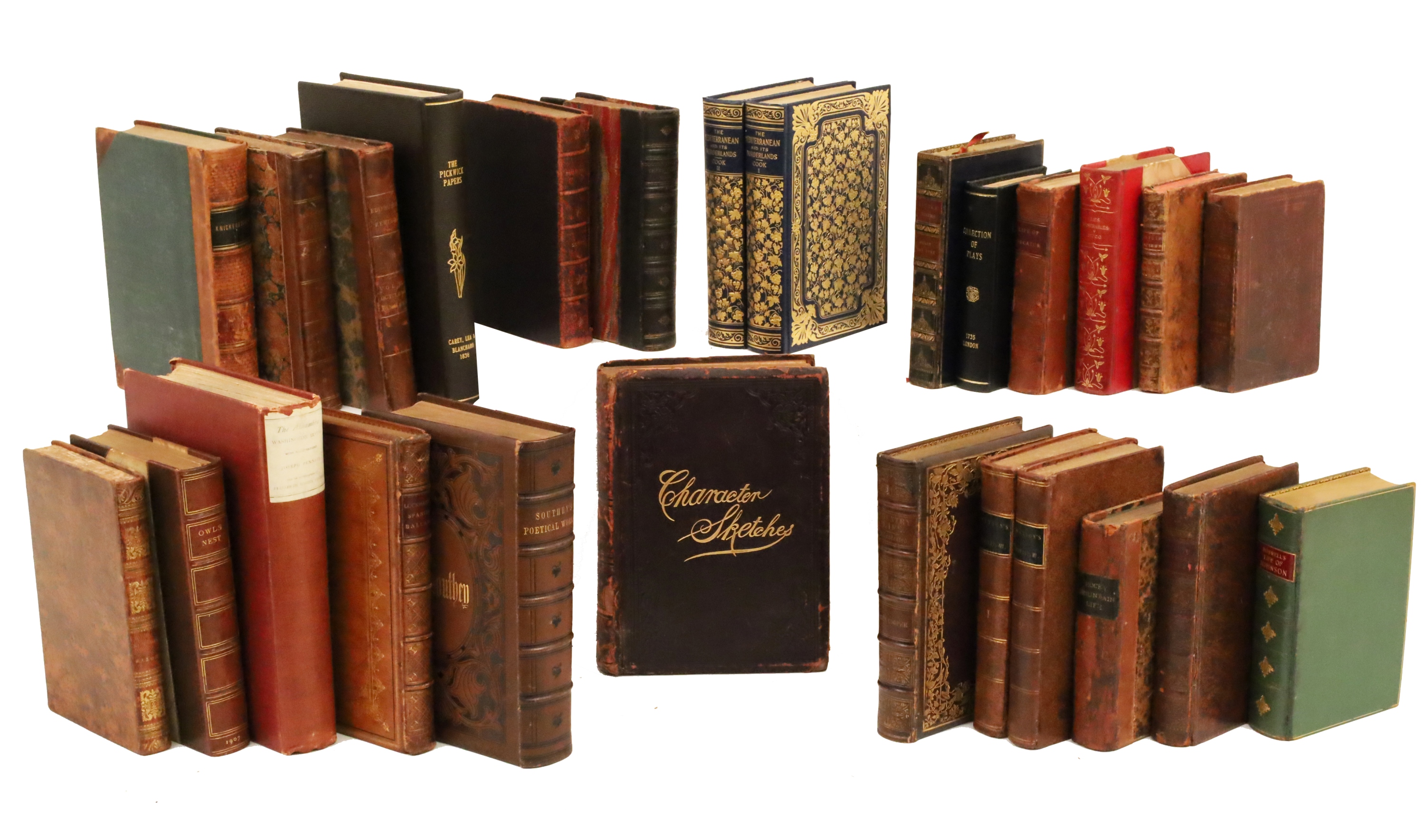 26 ANTIQUE LEATHER BOUND BOOKS,