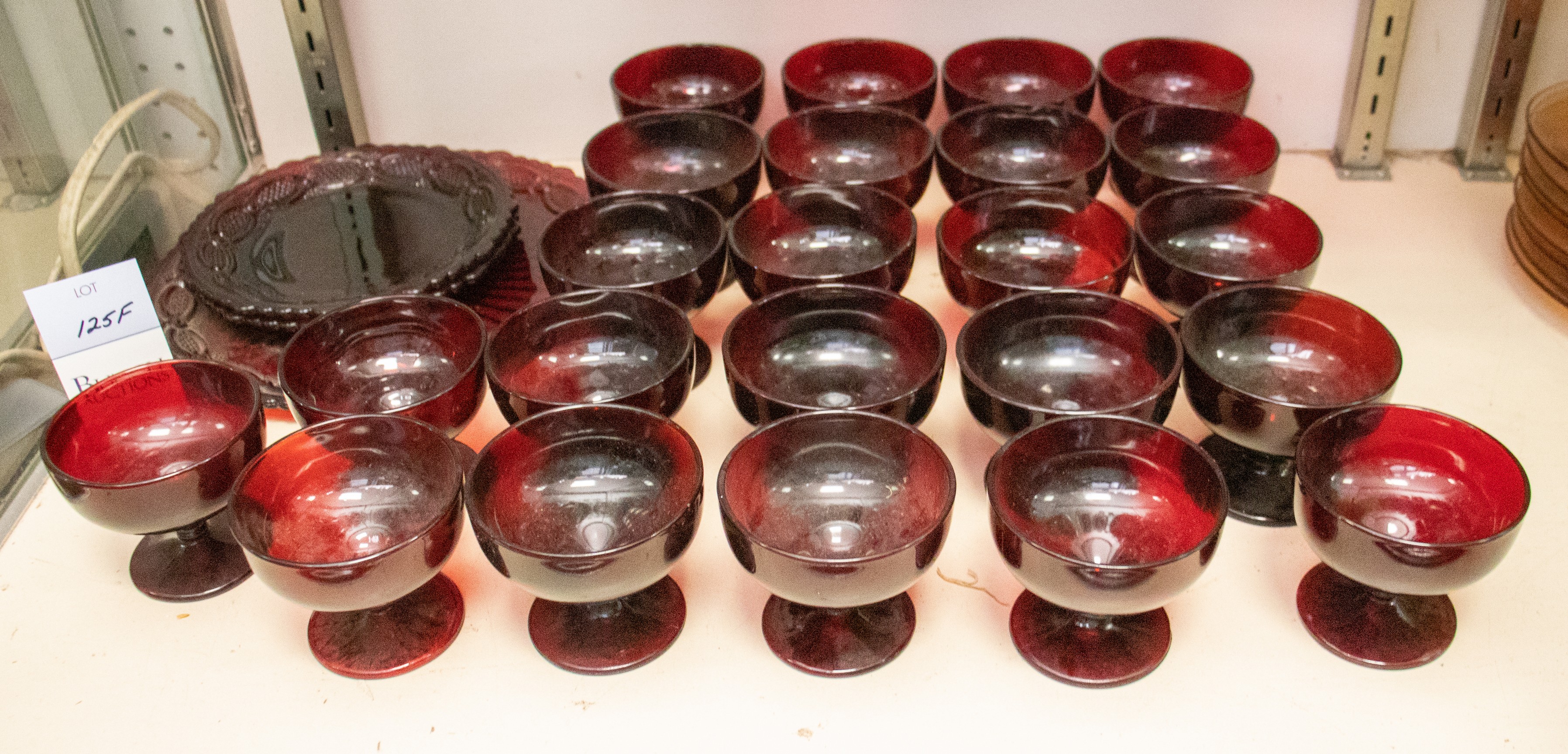 (26) Pcs ruby red glass dessert
