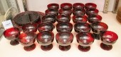 (26) Pcs ruby red glass desser