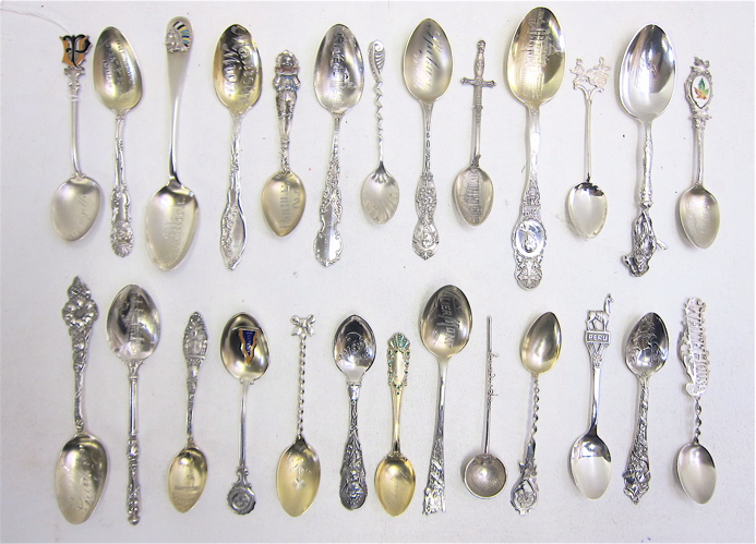 26 STERLING SOUVENIR SPOONS PLUS