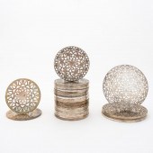27 PCS, SILVER & GLASS TRIVETS