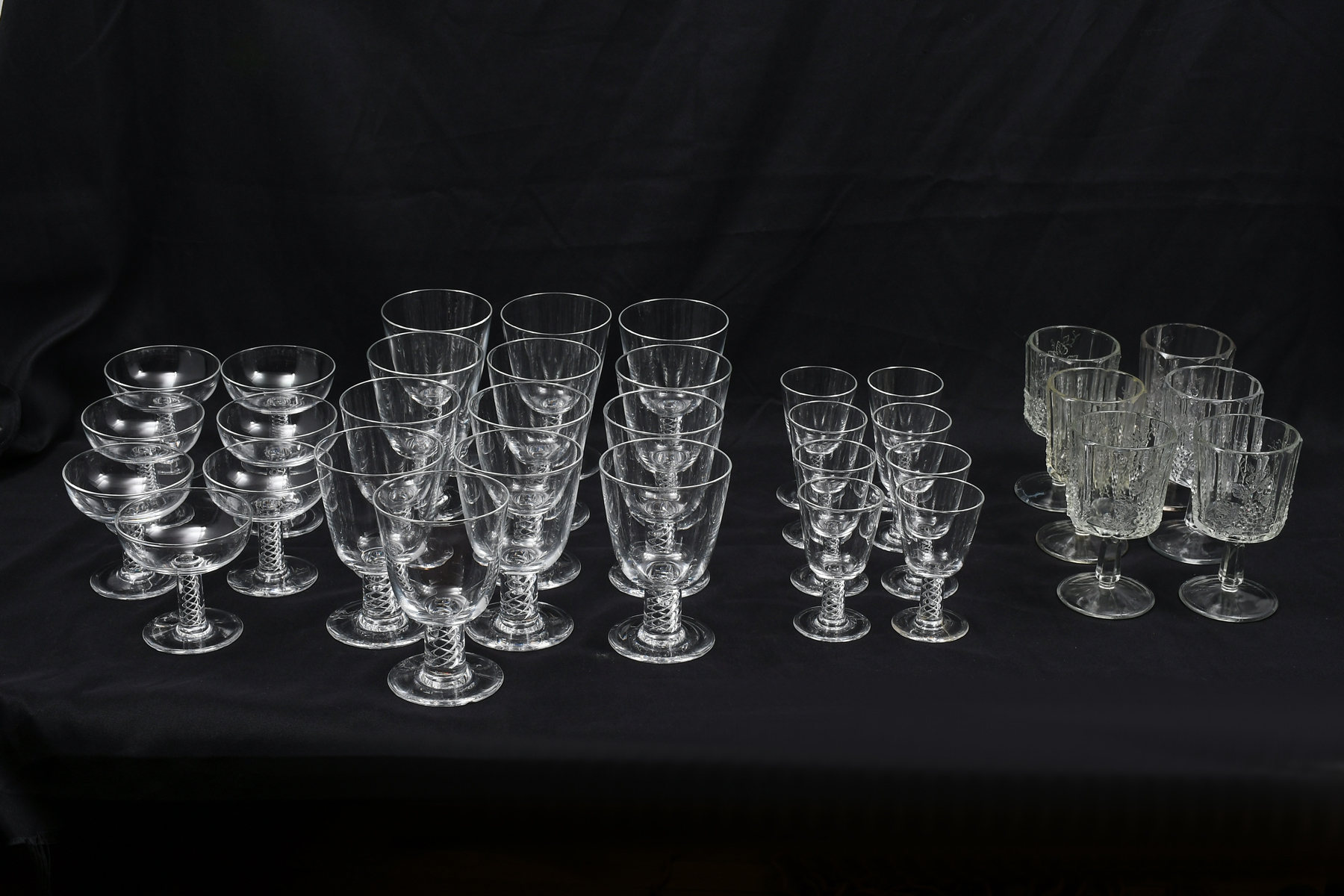 28 PC. STEUBEN AIR TWIST STEMWARE
