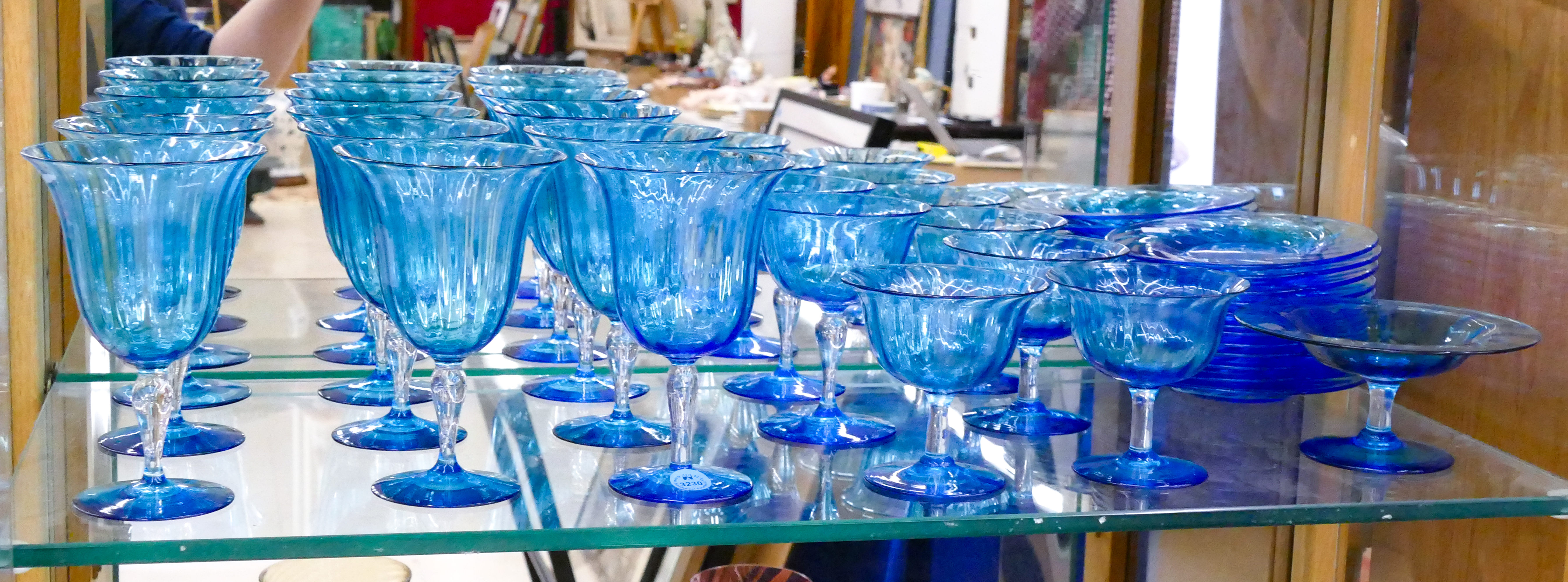 28pc Steuben Celeste Blue Glass
