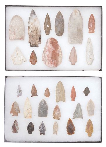 (29) STONE ARROWHEADS &AMP; SPEAR