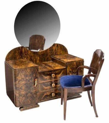2)FRENCH ART DECO MACASSAR MIRRORED