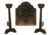 2)FRENCH HEAVY IRON ANDIRONS &