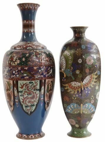 2)JAPANESE MEIJI CLOISONNE VASES