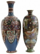 2)JAPANESE MEIJI CLOISONNE VAS