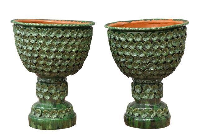 (2)MEXICO GLAZED GREEN CERAMIC