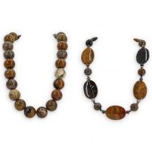 (2PC) 14K GOLD & AGATE NECKLAC