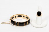 2PC, 14K GOLD & BLACK JADE BRA