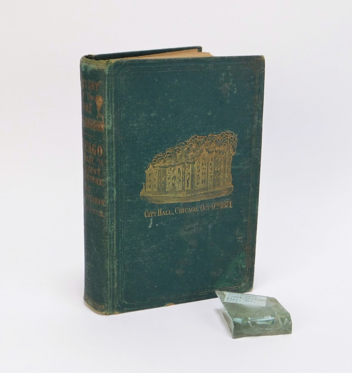 2PC 1871 CHICAGO FIRE GLASS RELIC &