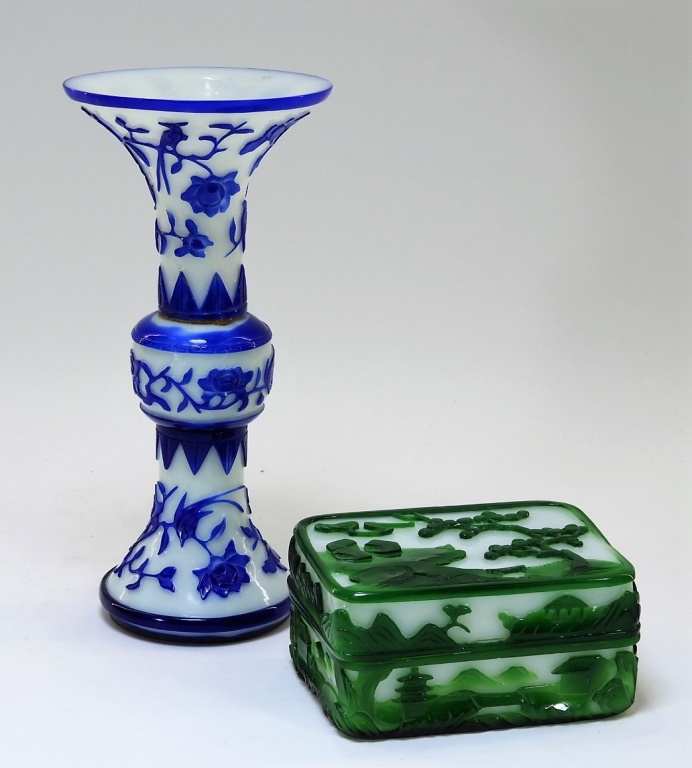 2PC 19C CHINESE OVERLAY PEKING