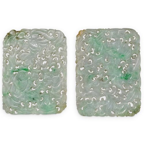 (2PC) 19TH CENT. JADITE PIERCED