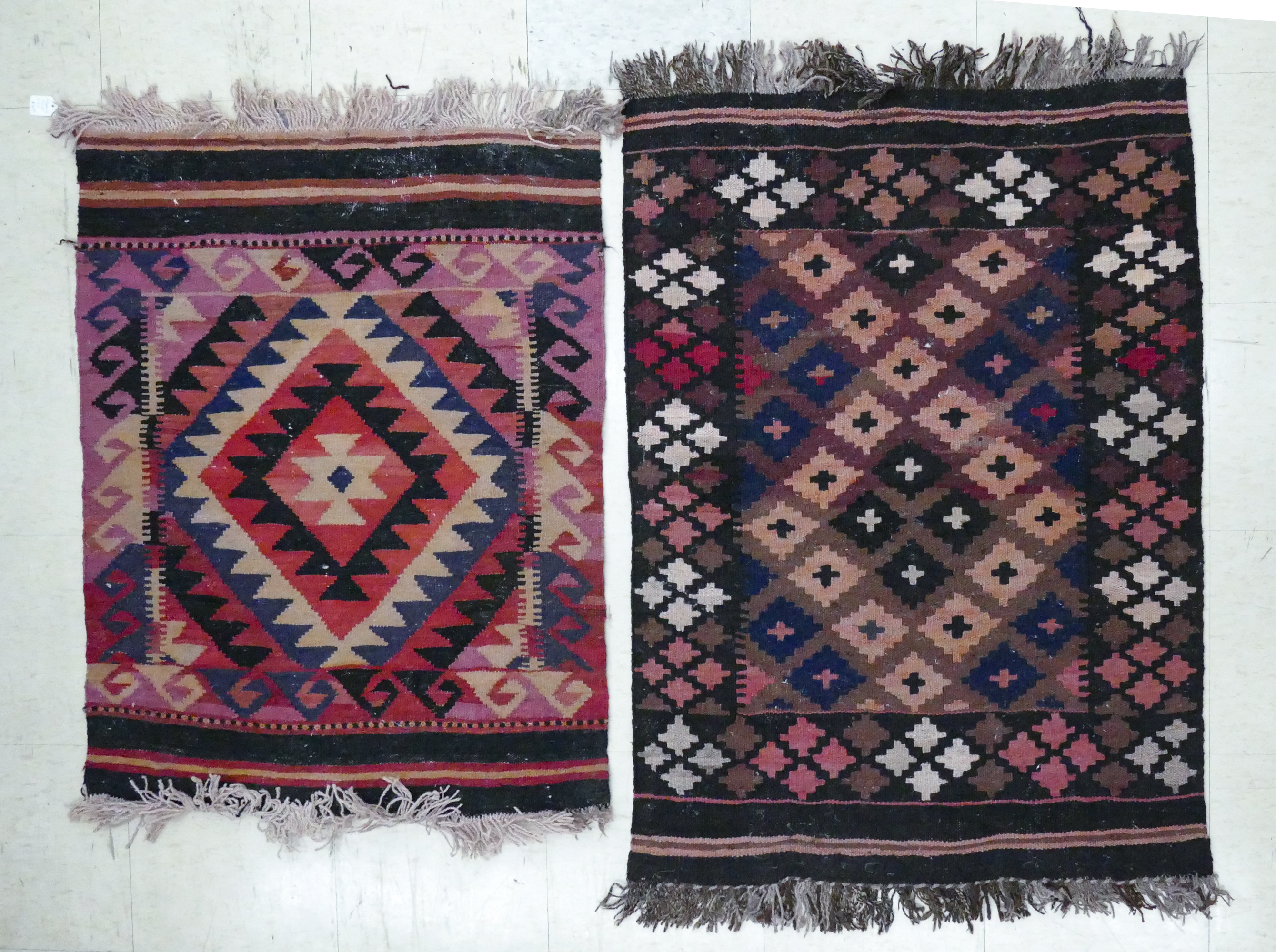 2pc Afgan Kilim Rugs Largest 2.5'