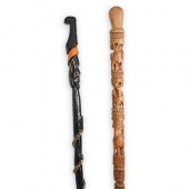 (2PC) AFRICAN CARVED WOOD WALK