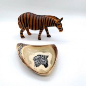 2PC AFRICAN ZEBRA CERAMIC TRAY