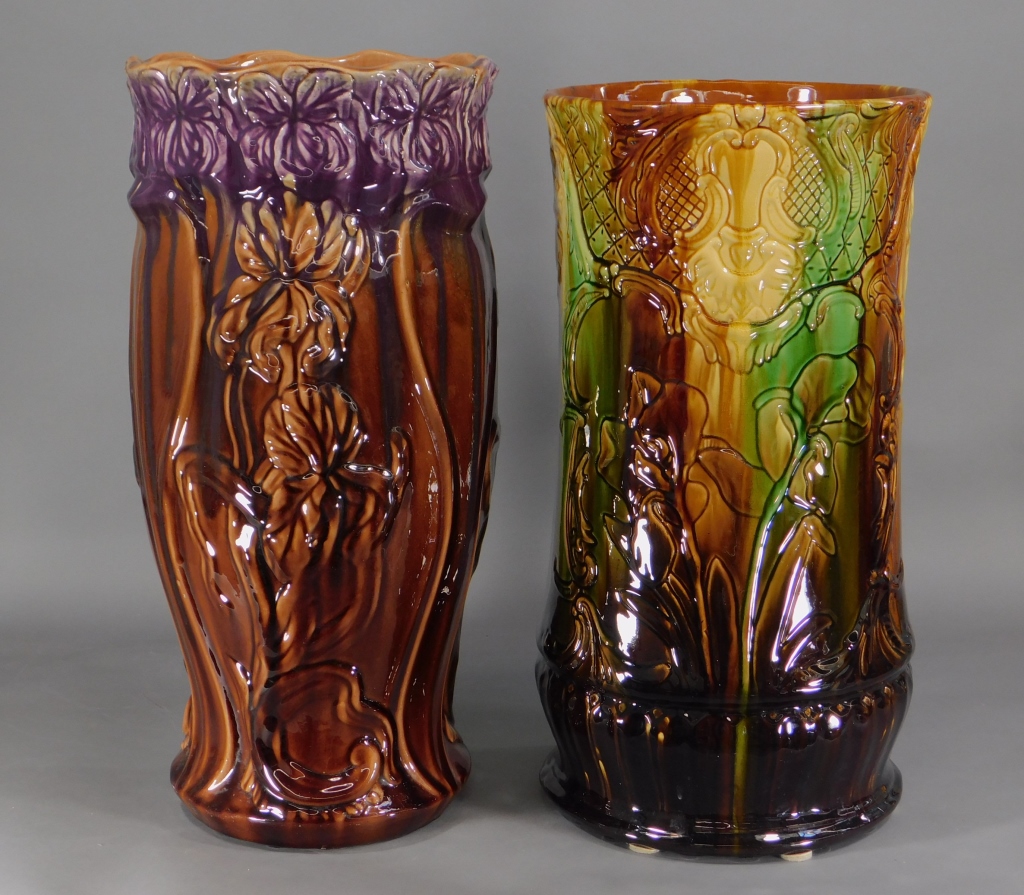 2PC AMERICAN MAJOLICA POTTERY