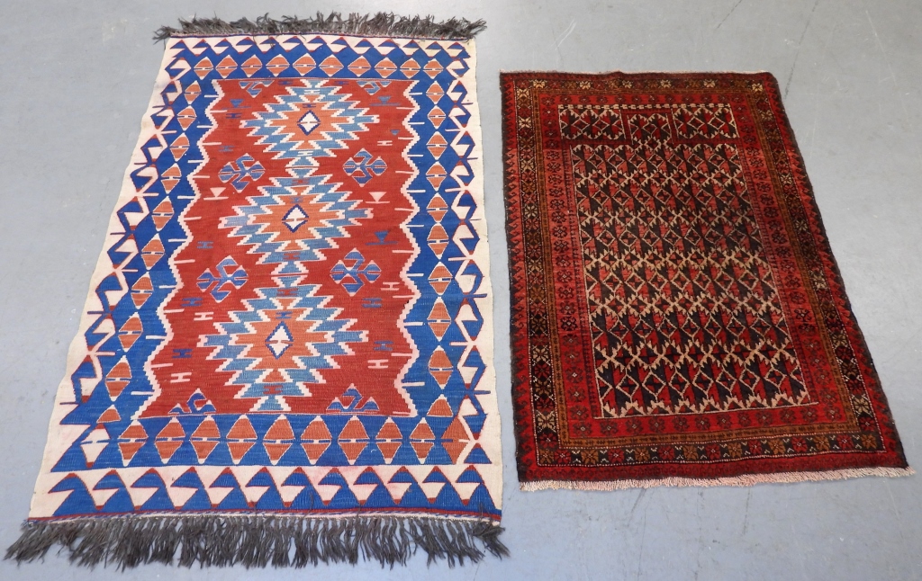 2PC ANTIQUE FLATWEAVE KILIM &
