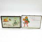 2PC ANTIQUE FRAMED HALLOWEEN P