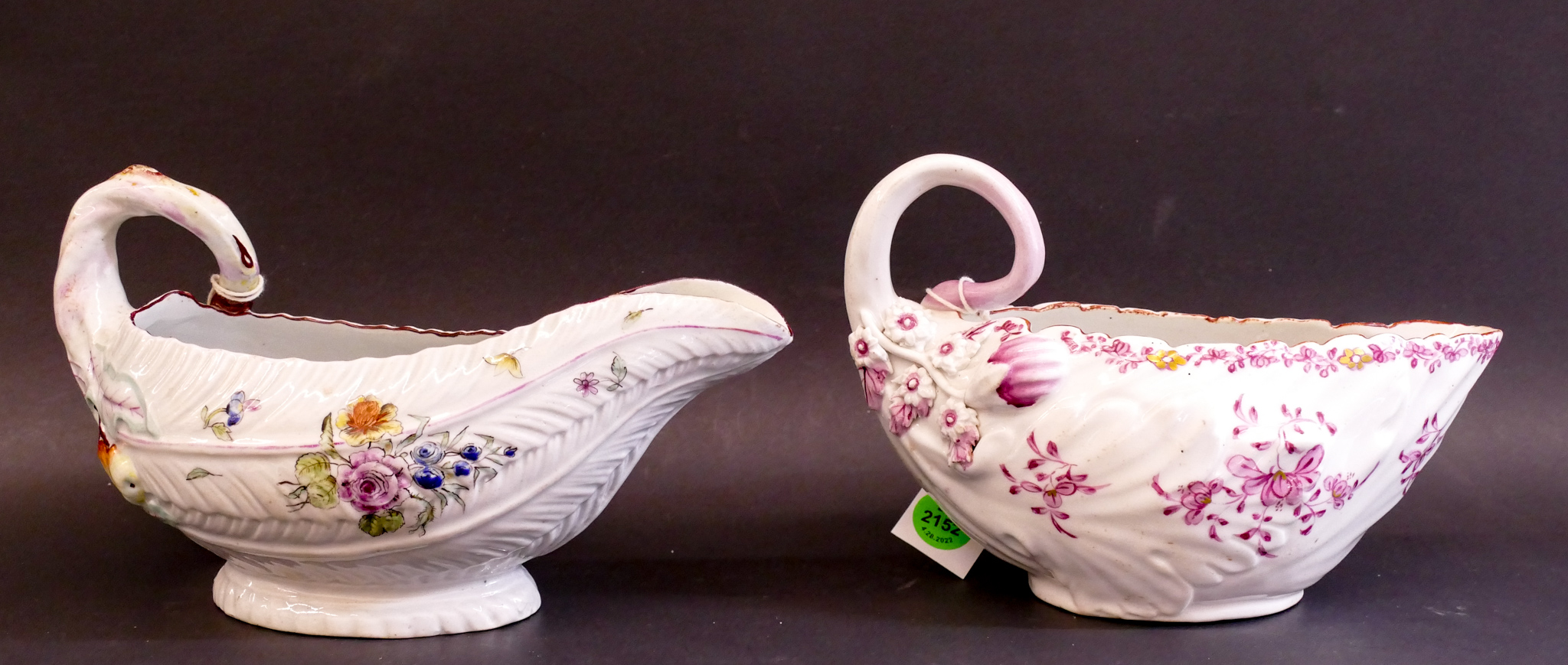 2pc Antique French Faience Sauce