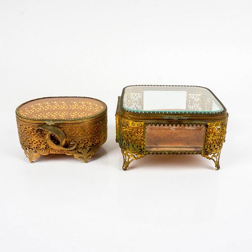 2PC ANTIQUE FRENCH ORMOLU GOLD GILT