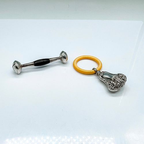 2PC ANTIQUE SILVER PLATED BABY