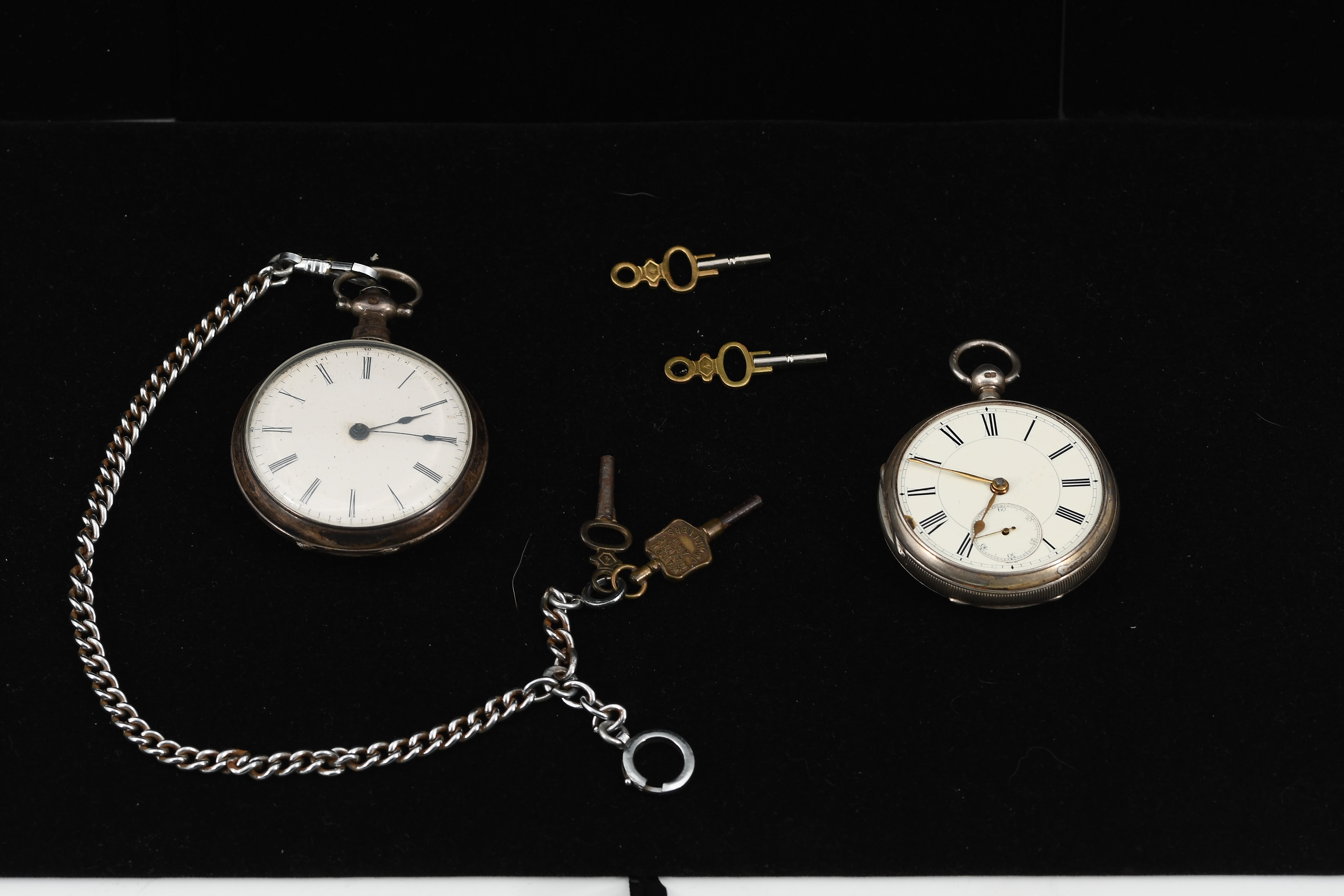 2PC ANTIQUE SILVER POCKETWATCHES: