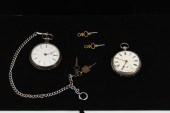 2PC ANTIQUE SILVER POCKETWATCH
