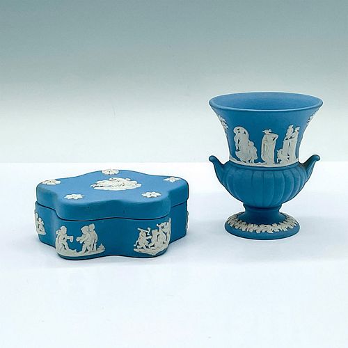 2PC ANTIQUE WEDGWOOD BLUE