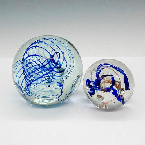 2PC ART GLASS SIGNED