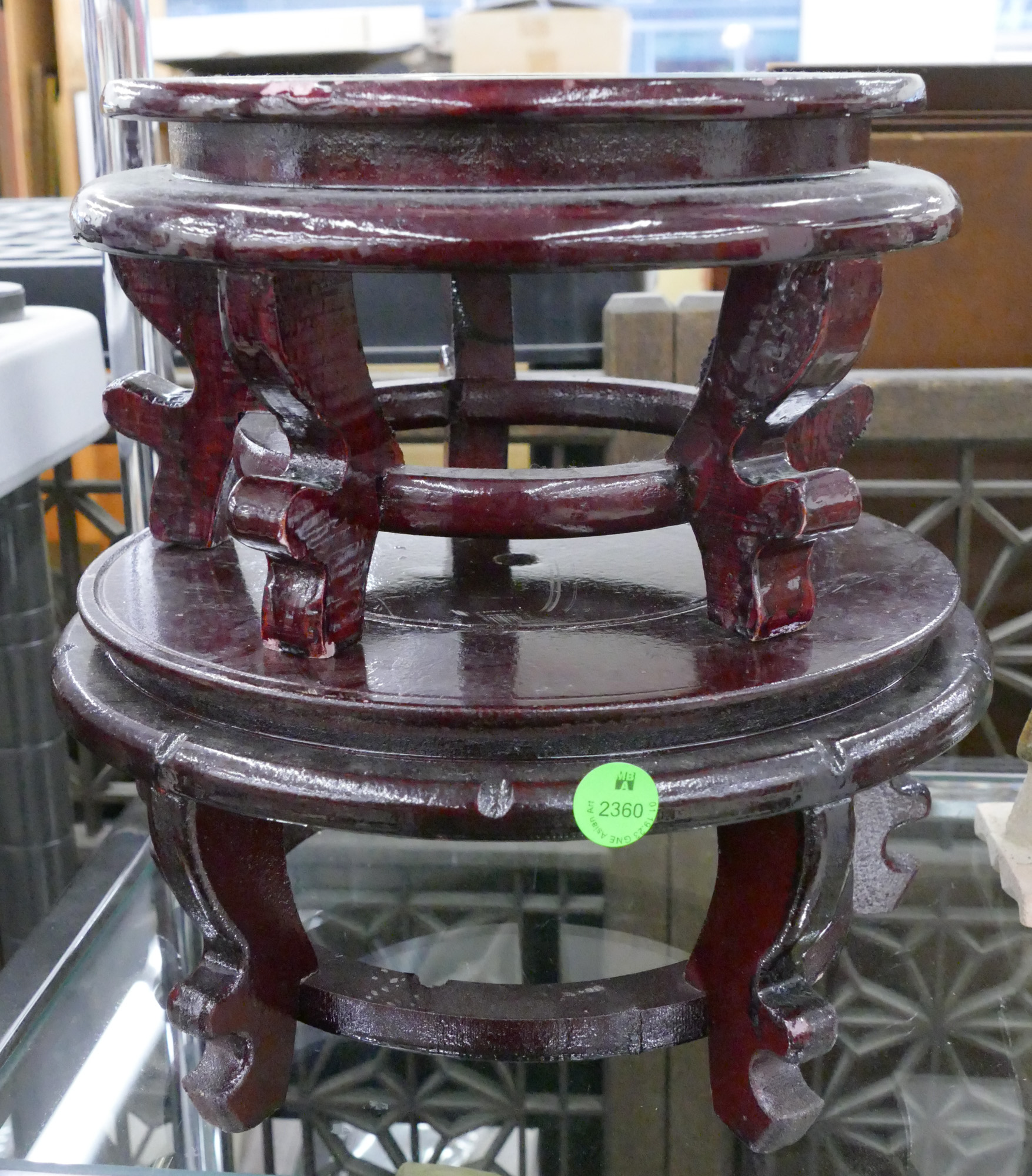 2pc Asian Wood Stands 9'' and