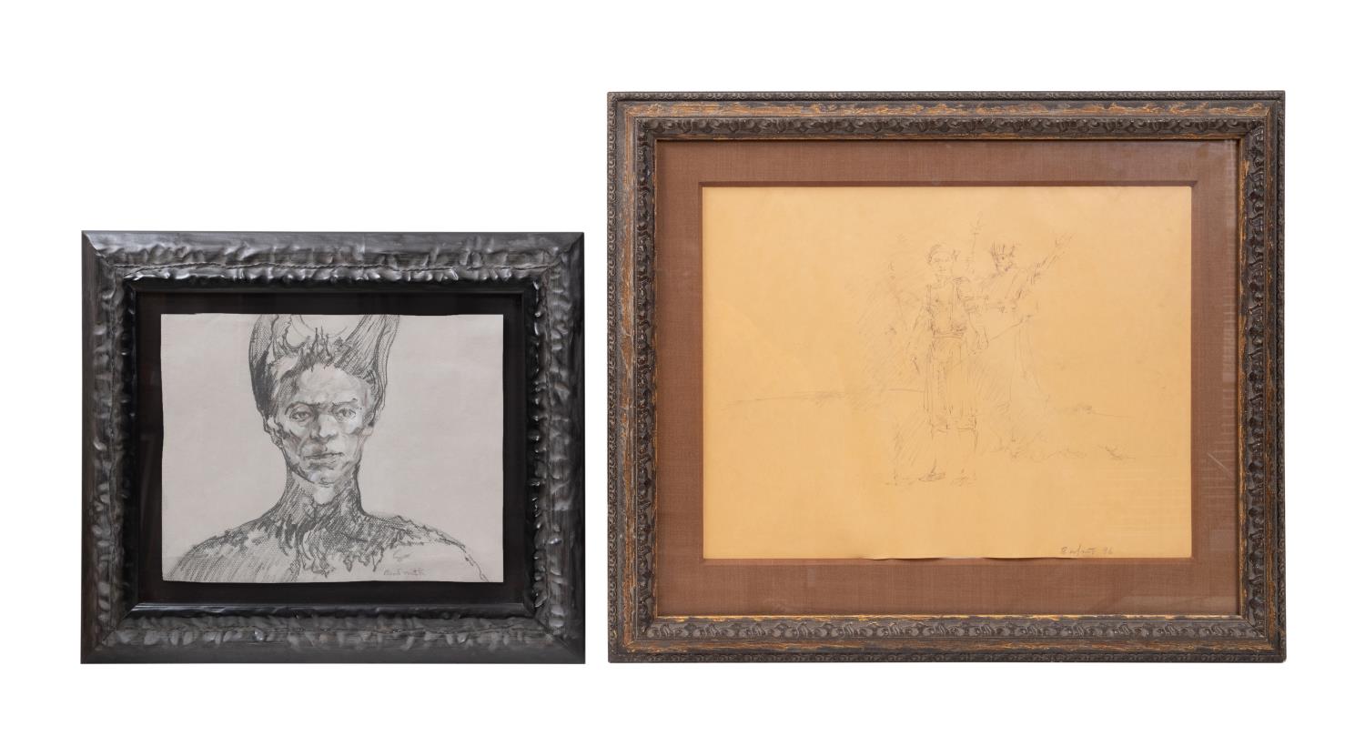 2PC BEN SMITH FIGURAL & BUST FRAMED