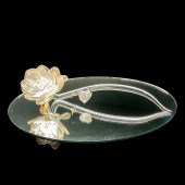 2PC BLOWN GLASS ROSE FIGURINE