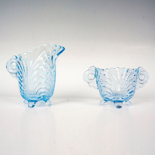 2PC CAMBRIDGE GLASS CREAMER AND