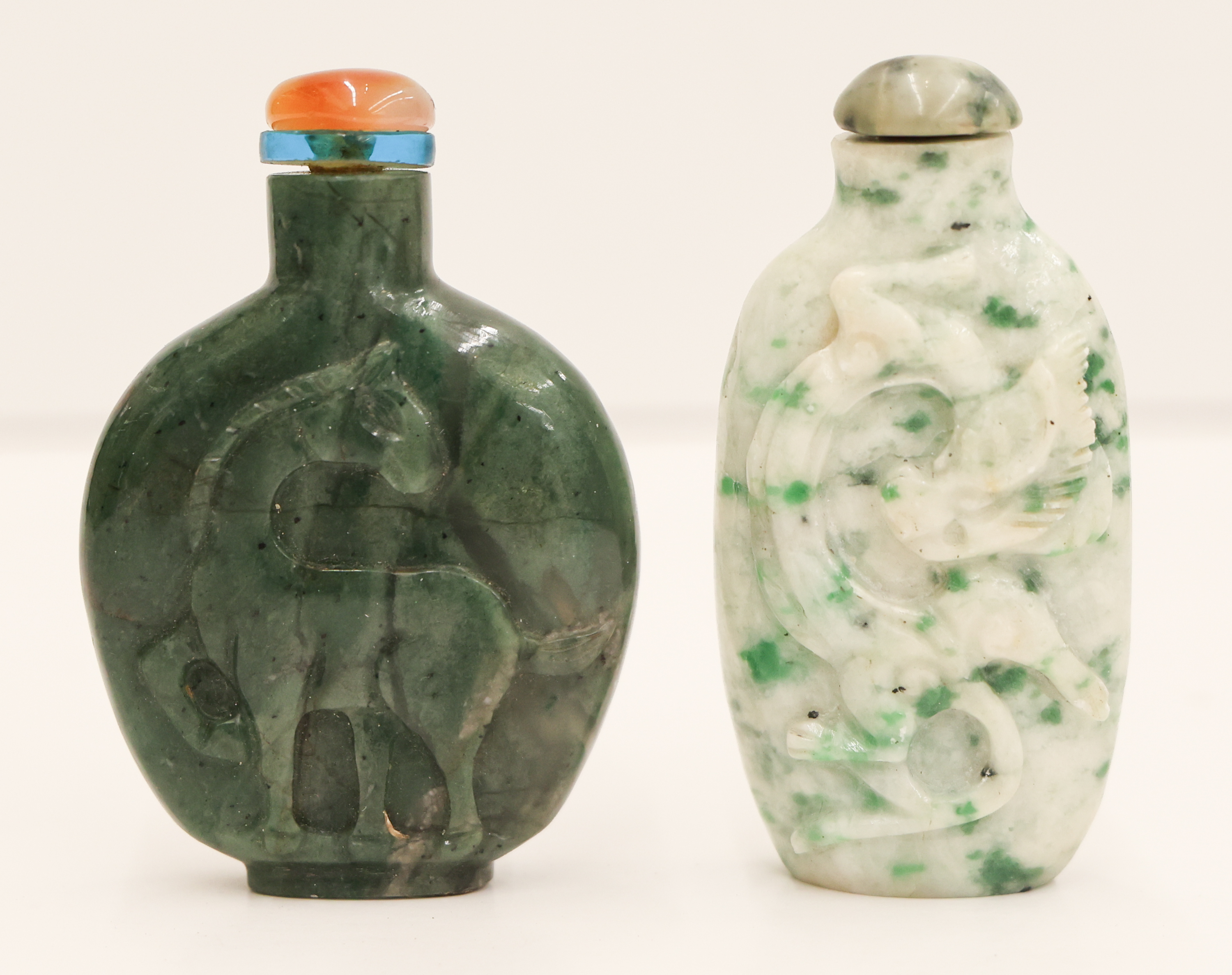 2pc Chinese Carved Jade Snuff