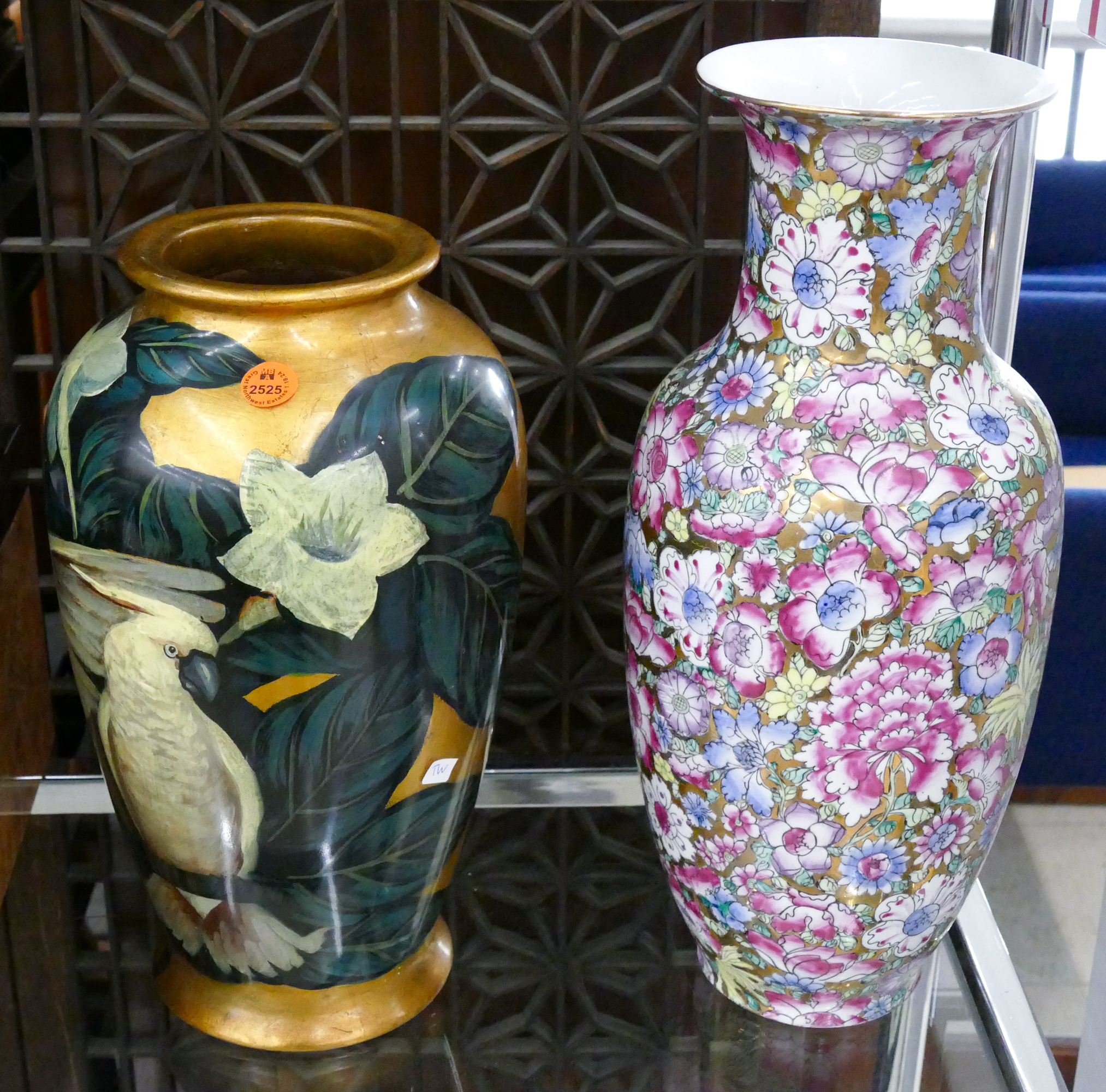 2pc Chinese Decorated Vases 12''