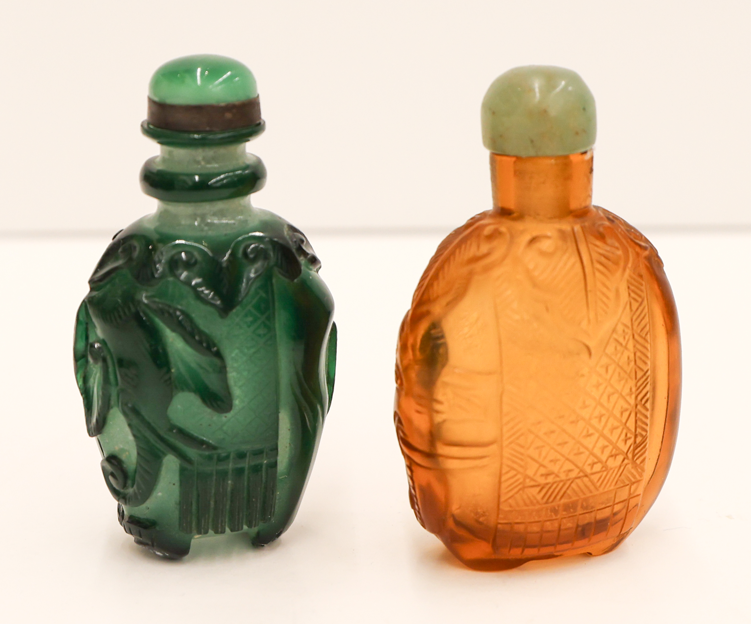 2pc Chinese Elephant Peking Glass
