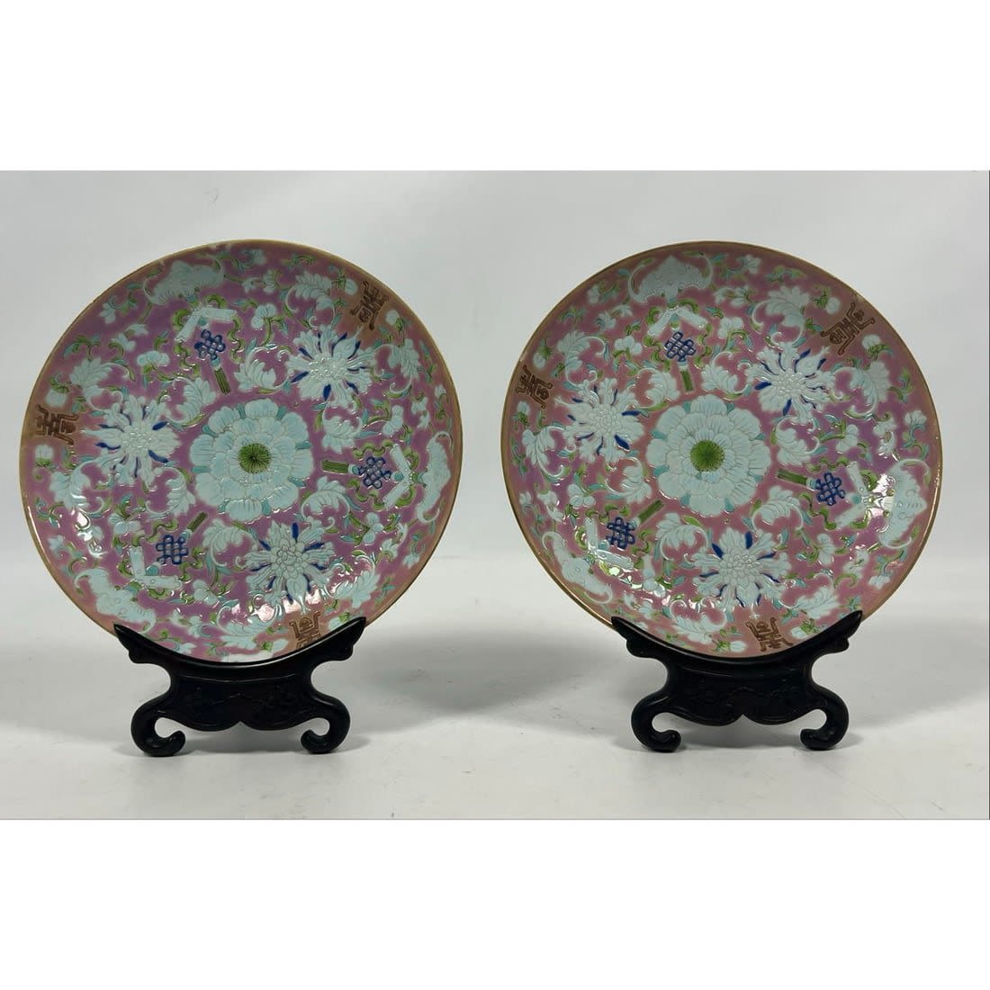 2pc Chinese pink ground floral