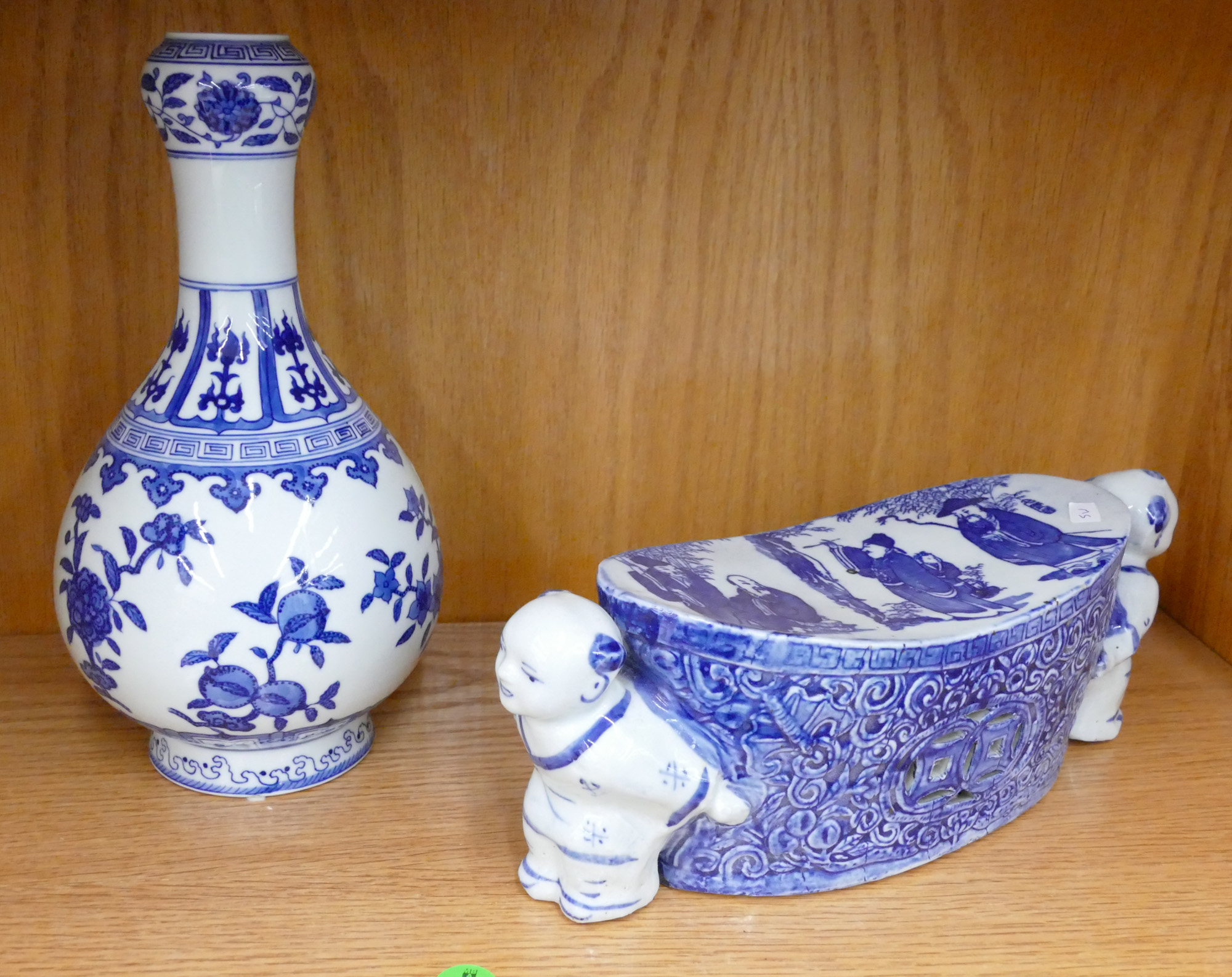 2pc Chinese Porcelain B&W Vase