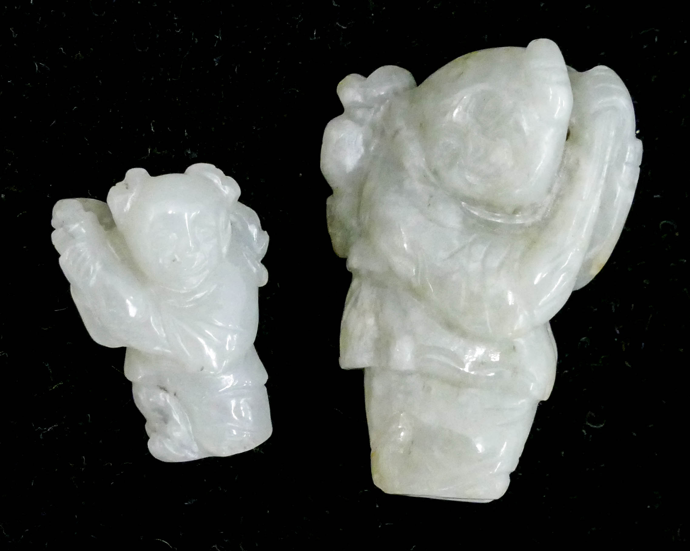 2pc Chinese Qing Jade Boy Small