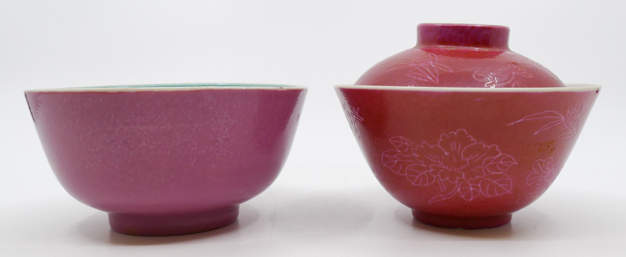 2pc Chinese Republic Pink Tea Bowls