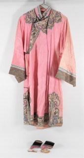 2PC CHINESE SILK ROBE W/ LOTUS