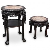 (2PC) CHINESE STONE INLAID MAR