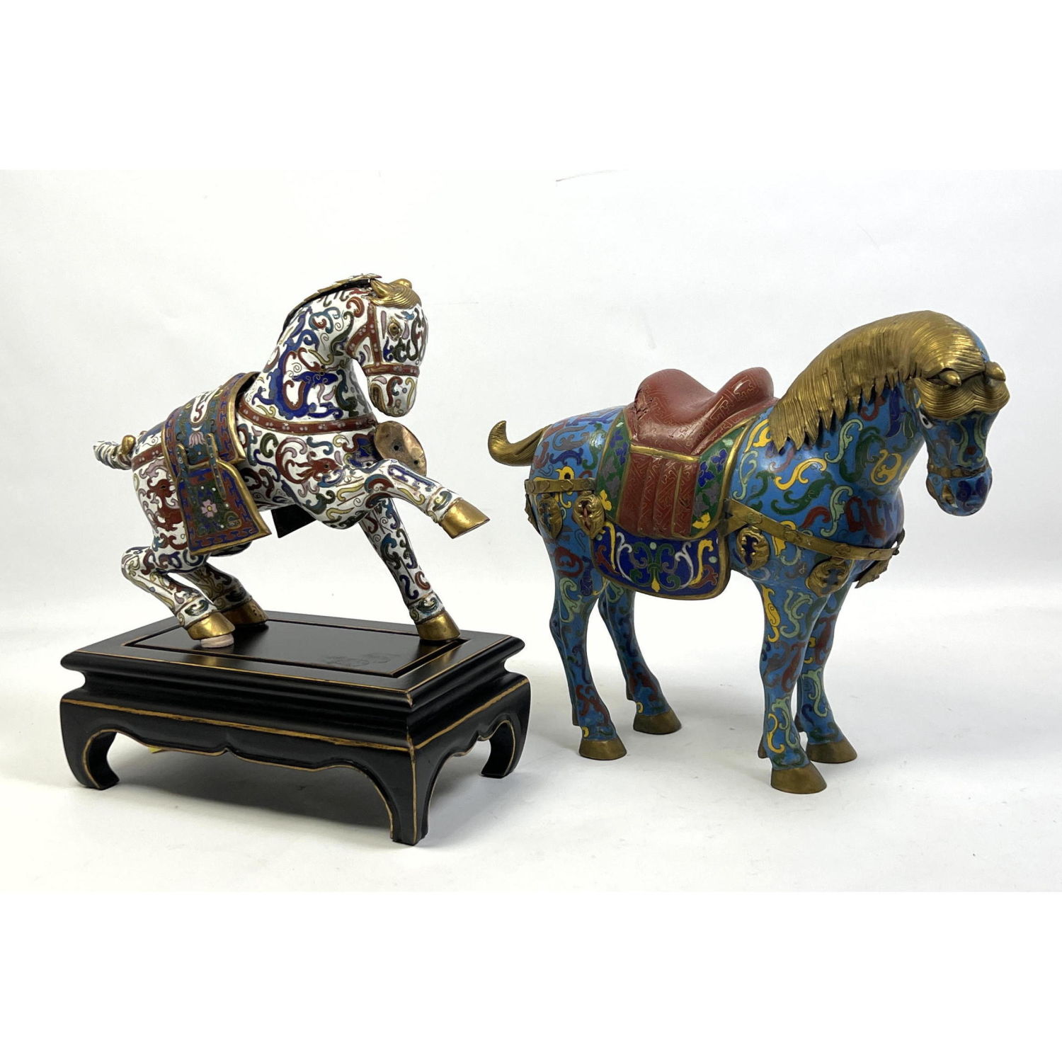 2pc Cloisonne Enamel Asian Horse