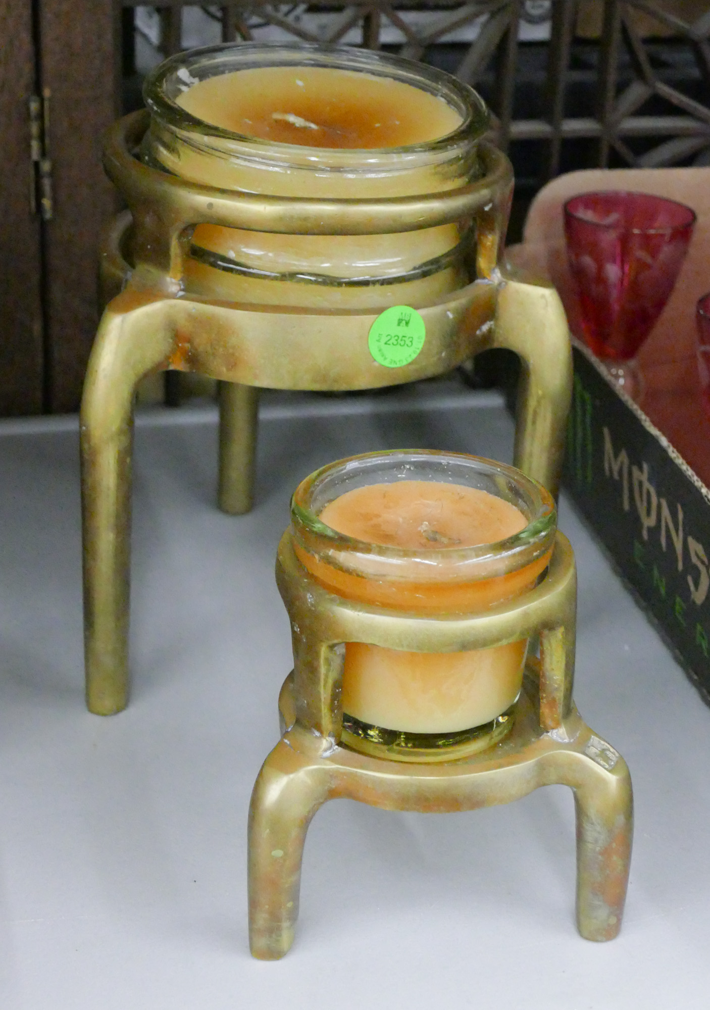 2pc Designer Brass Candle Stands