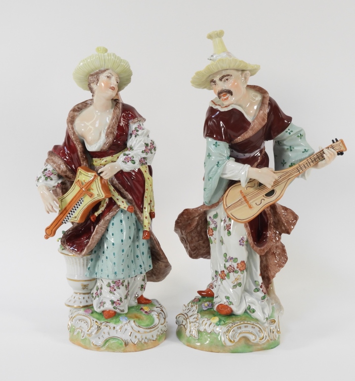 2PC DRESDEN PORCELAIN MALABAR