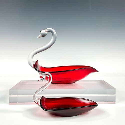 2PC DUNCAN MILLER GLASS SWAN