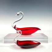 2PC DUNCAN MILLER GLASS SWAN C