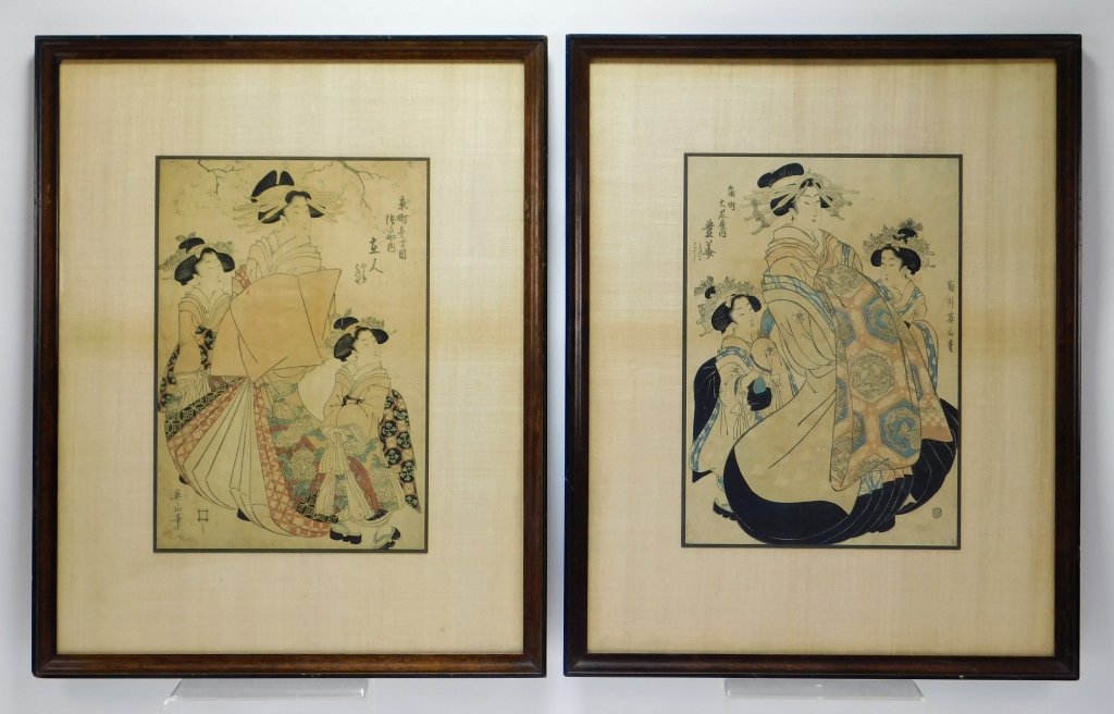 2PC EIZAN KIKUGAWA GEISHA WOODBLOCK